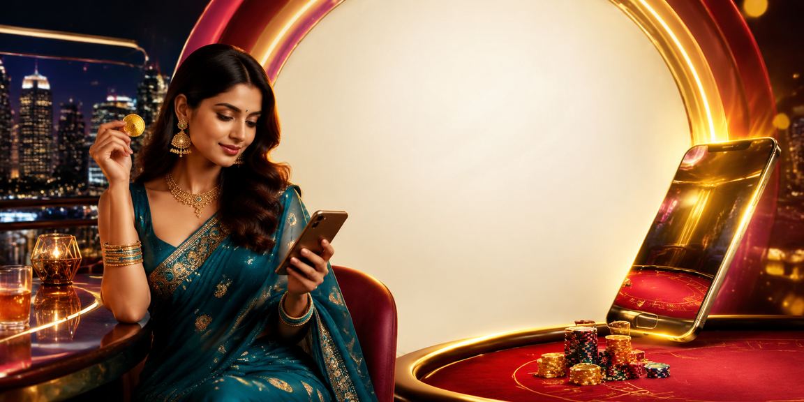 Live baccarat game with dealer in traditional Indian attire